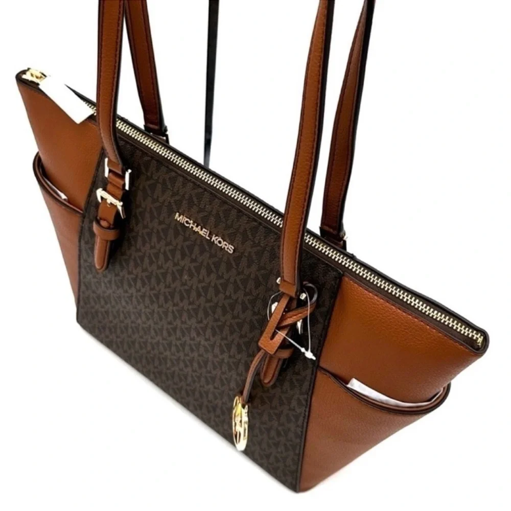 Michael Kors Large Charlotte Tote Bag & Trifold Wallet Brown